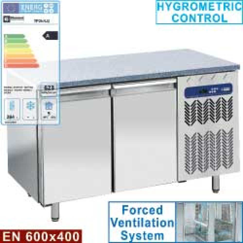 Mesa frigorífica y ventilada, 2 puertas EN 600x400 - Top de granito
