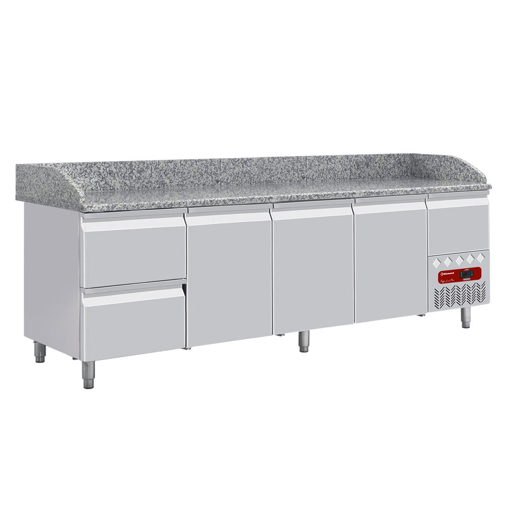 Mesa frigorífica 3 puertas 600x400, 2 cajones neutros (8x cubas 600x400) + cajón utensilios