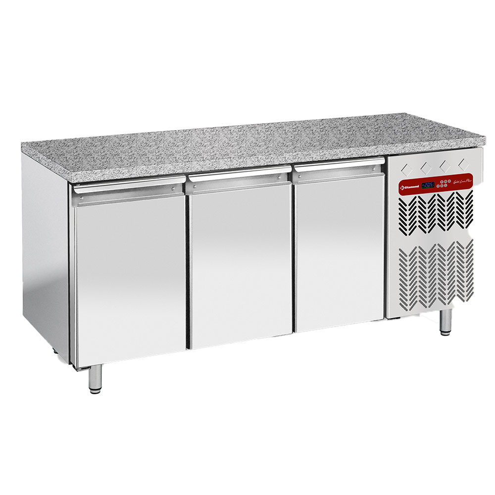 Mesa frigorífica, ventilada, 3 puertas EN 600x400 - Top de granito