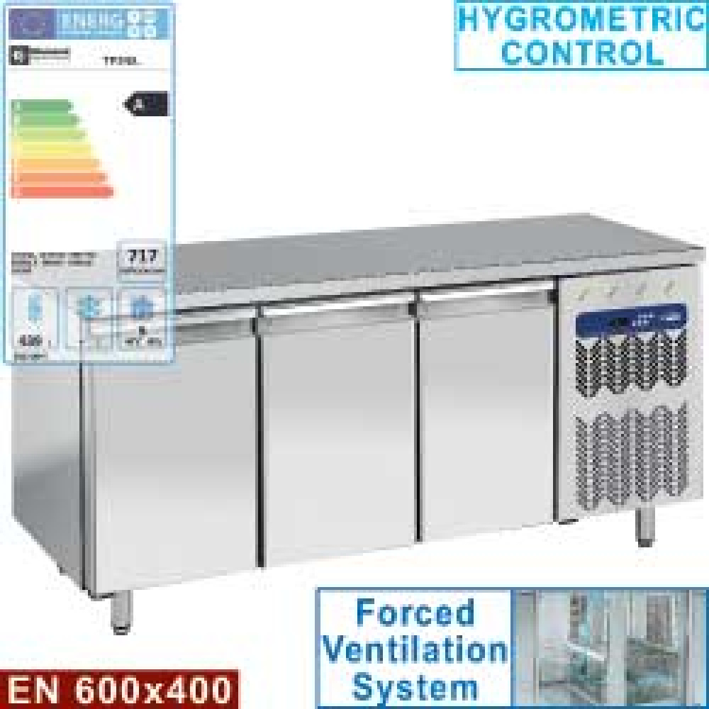 Mesa frigorífica y ventilada, 3 puertas EN 600x400