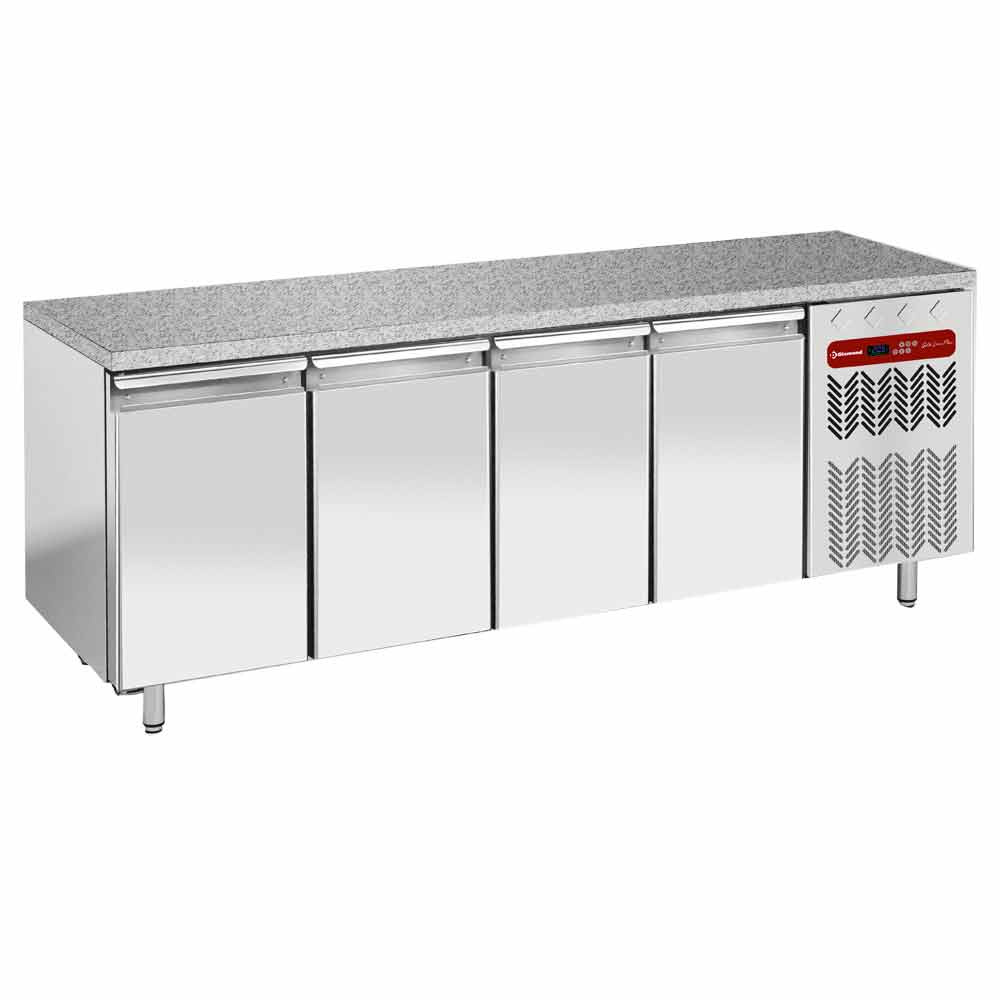 Mesa de congelación, ventilada, 4 puertas EN 600x400 - Top de granito