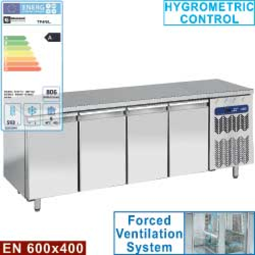 Mesa frigorífica y ventilada, 4 puertas EN 600x400