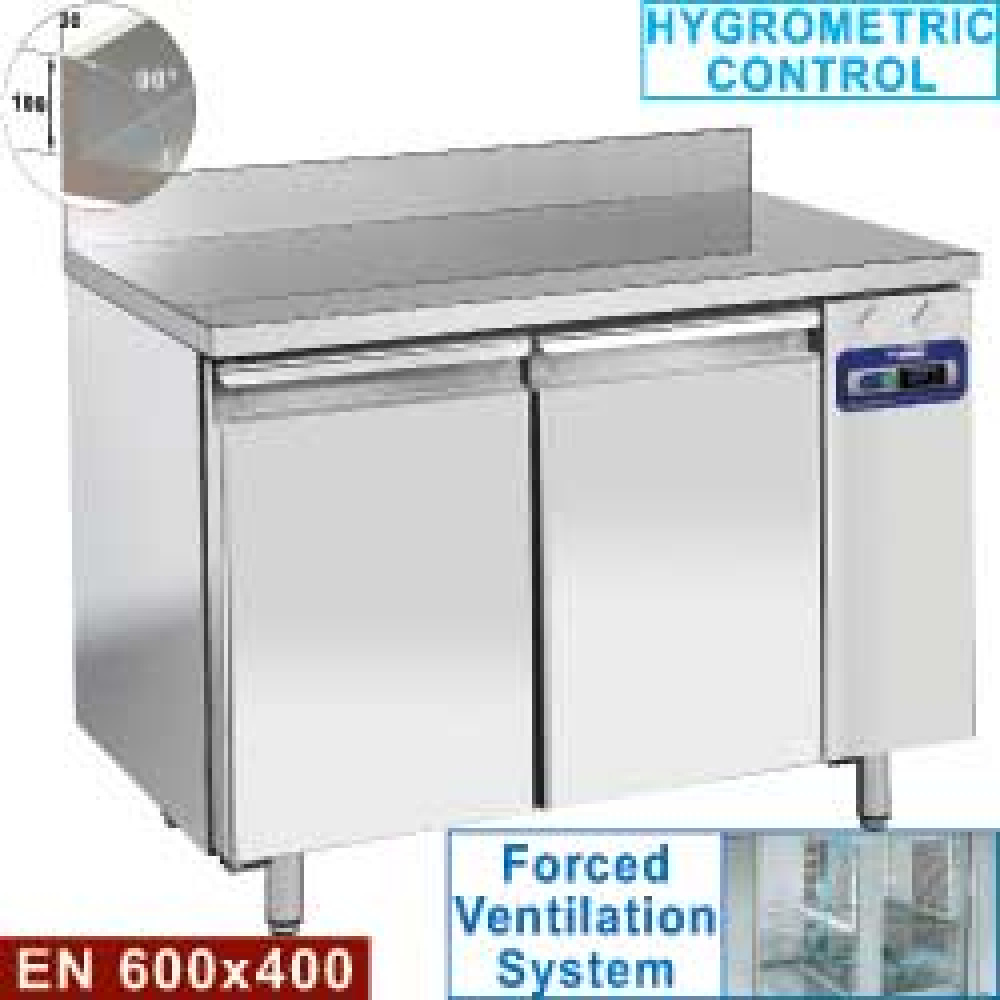Mesa de congelación "mural", ventilada estática, 2 puertas EN 600x400, 345 litros (sin grupo)