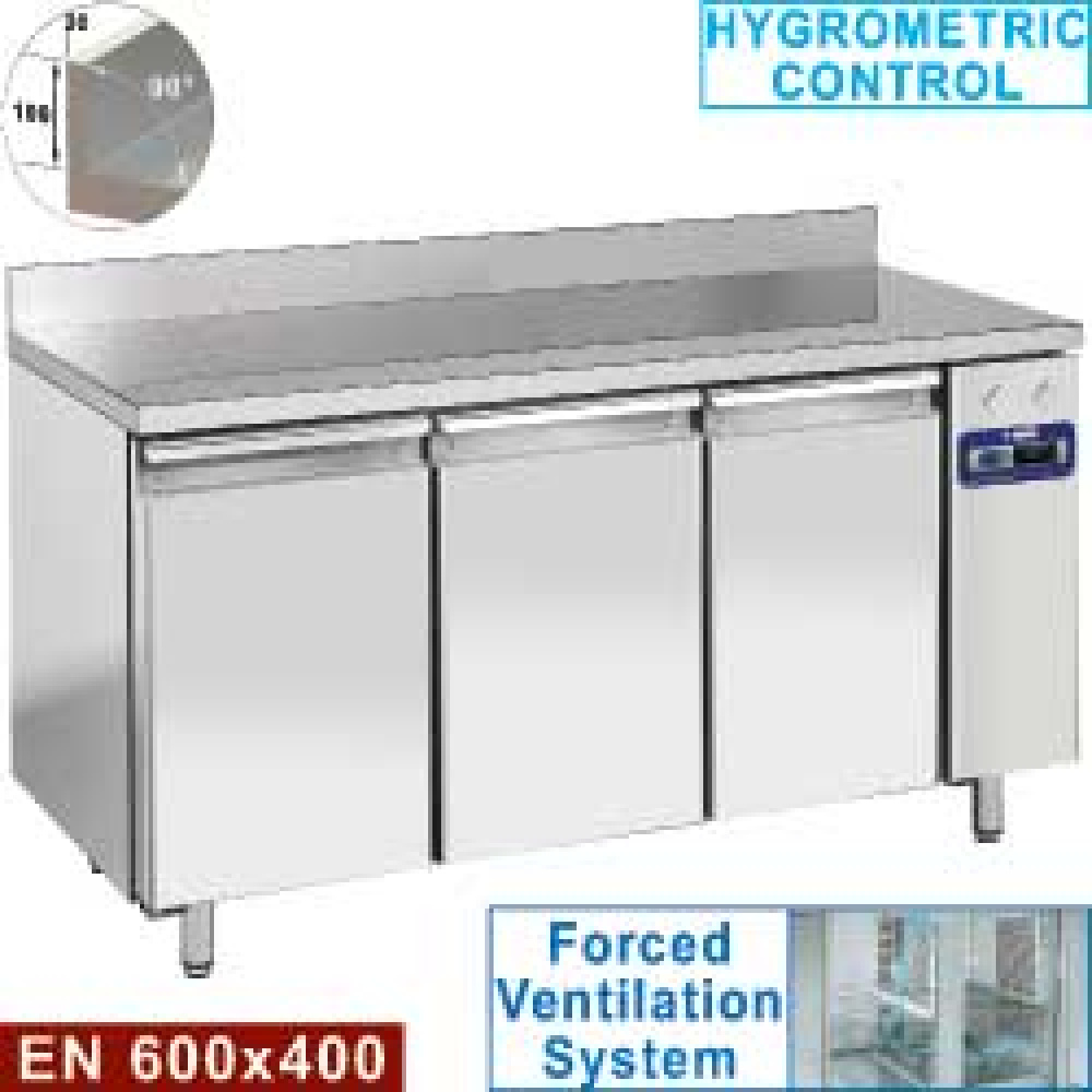 Mesa de congelación "mural", ventilada, 3 puertas EN 600x400, 550 litros (sin grupo)