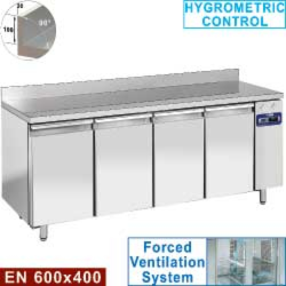 Mesa de congelación "mural", ventilada, 4 puertas EN 600x400, 760 litros (sin grupo)