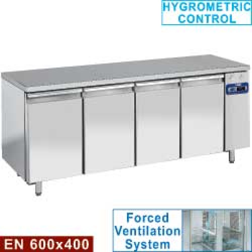 Mesa frigorífica y ventilada, 4 puertas EN 600x400, (sin grupo)