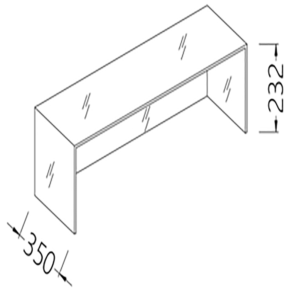 Opción: estructura de vidrio, vitrina neutra - caja (vidrio frontal, superior y 2 laterales) - en (ML)