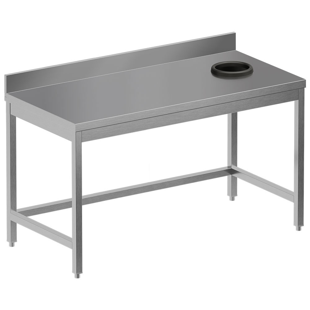 Mesa de desbarace con orificio para residuos + peto trasero