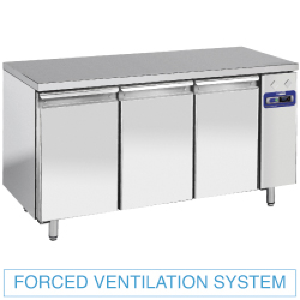 Mesa frigorífica y ventilada, 3 puertas GN 1/1, (sin grupo)