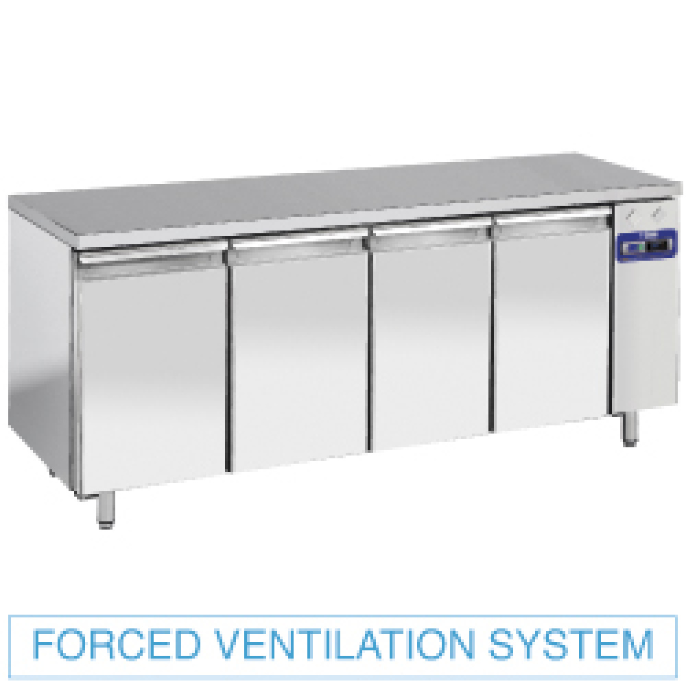 Mesa frigorífica y ventilada, 4 puertas GN 1/1, (sin grupo)