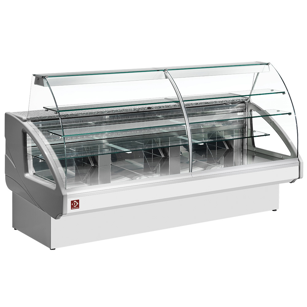 Mostrador vitrina refrigerado, estático, sistema de cajón, sin reserva - GRIS/BLANCO