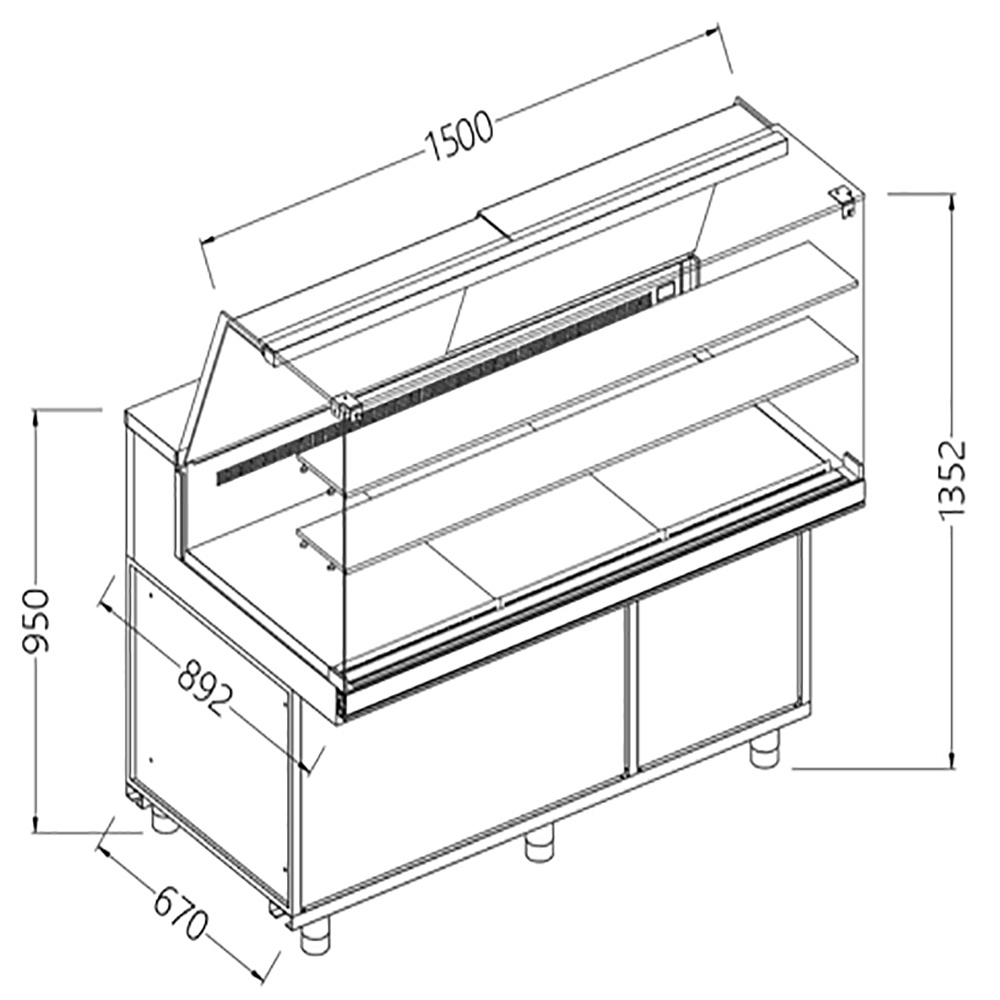 Vitrinas refrigeradas ventiladas para aperitivos_cristal alto, unidad a distancia, sin reserva