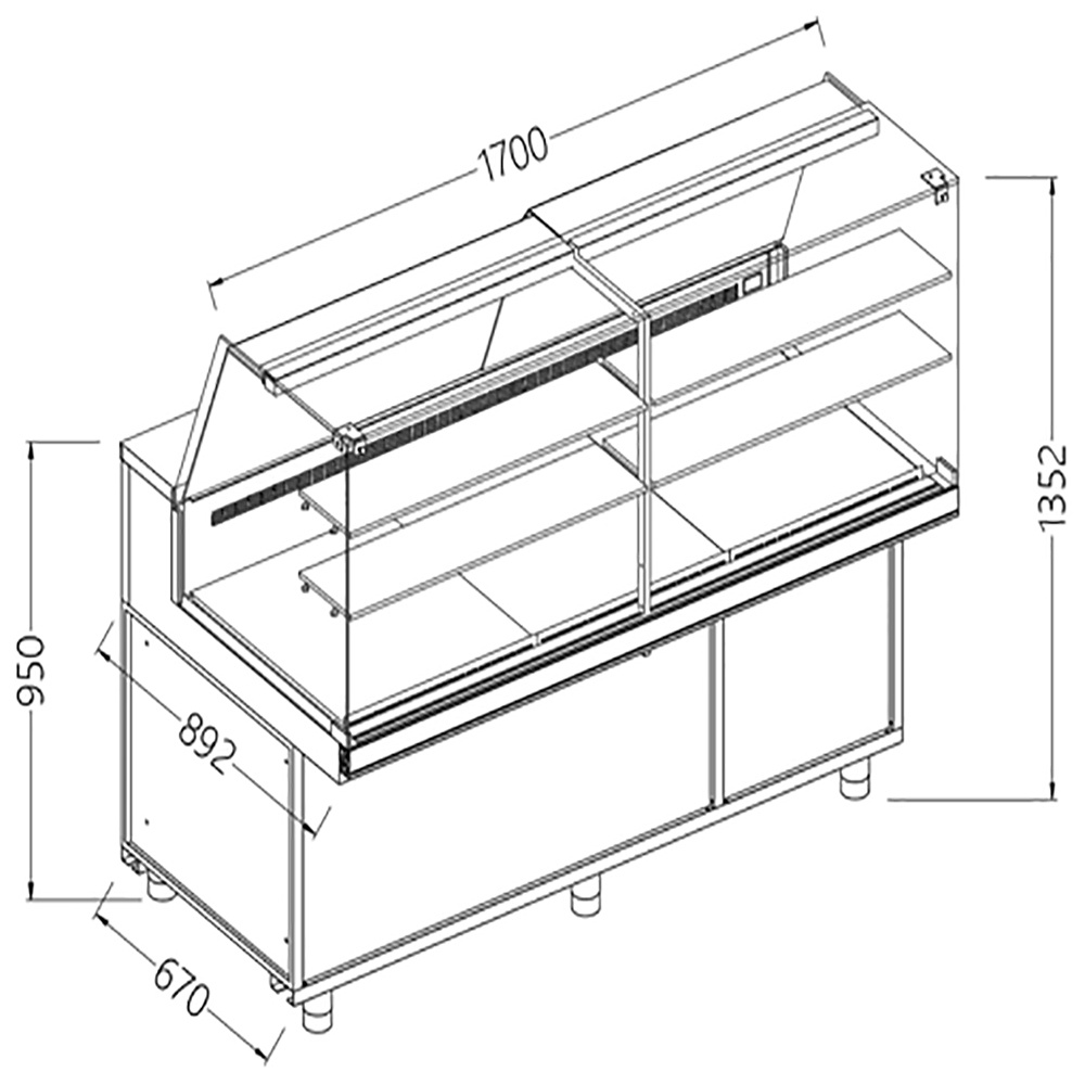 Vitrinas refrigeradas ventiladas para aperitivos_cristal alto, unidad a distancia, con reserva