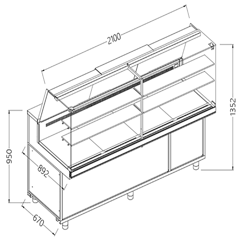 Vitrinas refrigeradas ventiladas para aperitivos_cristal alto, unidad a distancia, con reserva