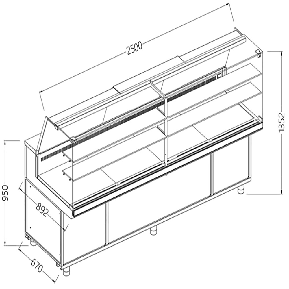 Vitrinas refrigeradas ventiladas para aperitivos_cristal alto, unidad a distancia, con reserva