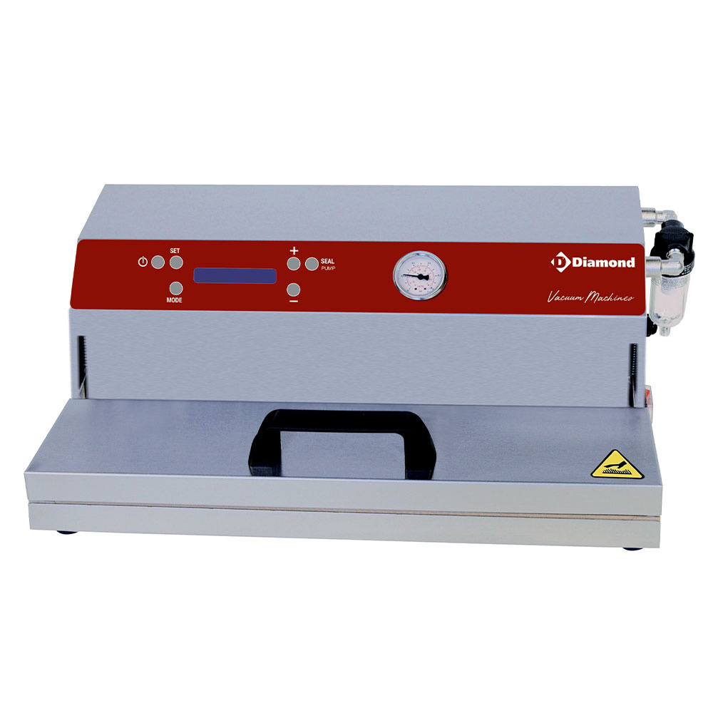 Máquina sistema vacío de acero inox., bomba 32 l./min, soldadura 430 mm (doble soldadura)