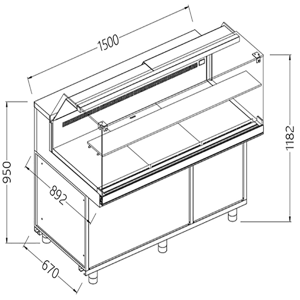 Banco vitrina refrigerado, EN & GN, cristal bajo, ventilado, sin reserva