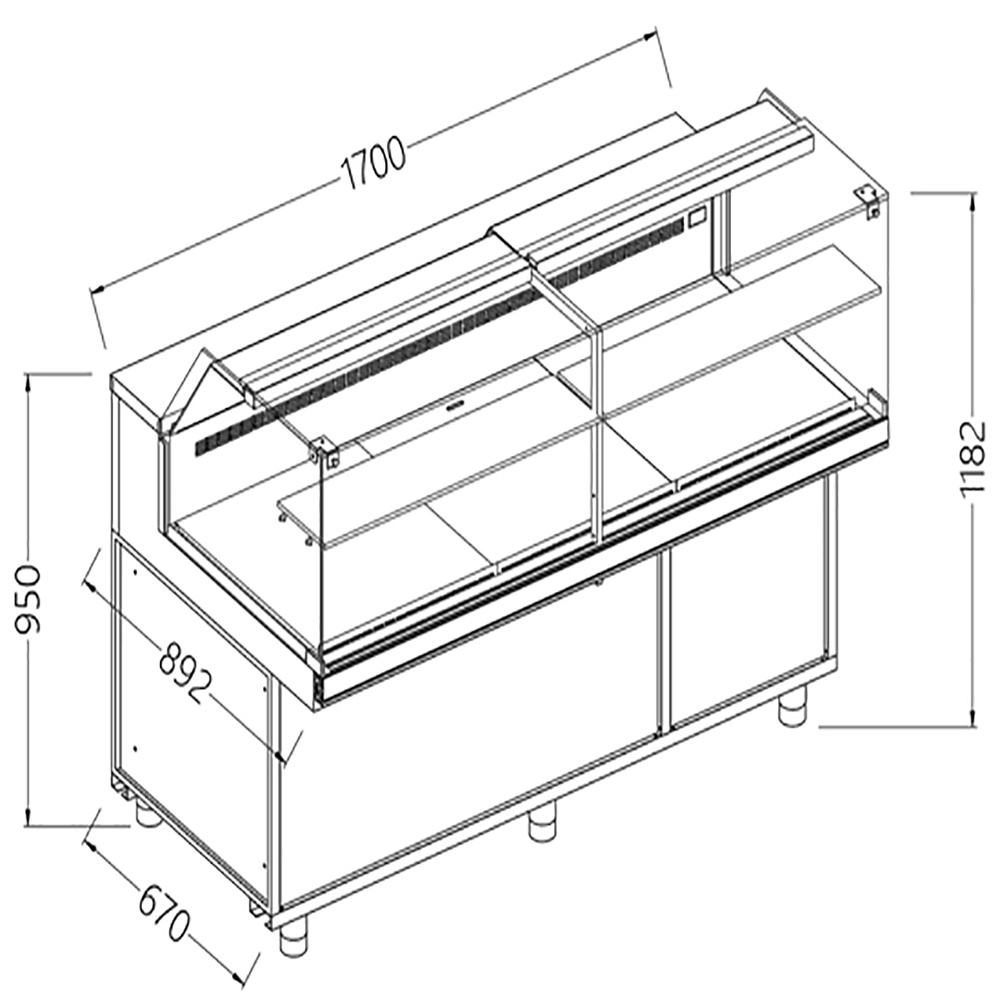 Banco vitrina refrigerado, EN & GN, cristal bajo, ventilado, sin reserva