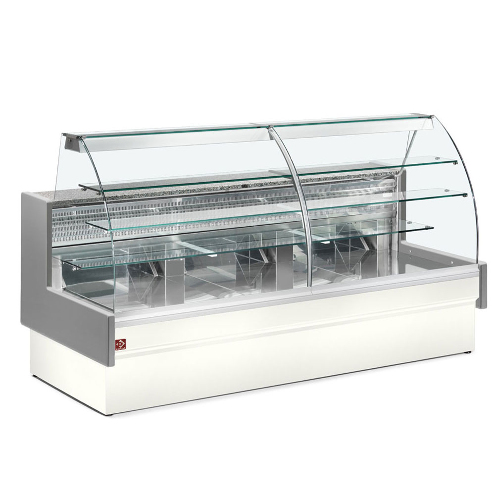 Mostrador vitrina refrigerado, estático, sistema de cajón, sin reserva - GRIS/BLANCO