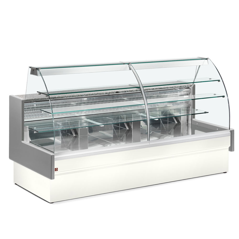 Mostrador vitrina refrigerado, estático, sistema de cajón, sin reserva - GRIS/BLANCO