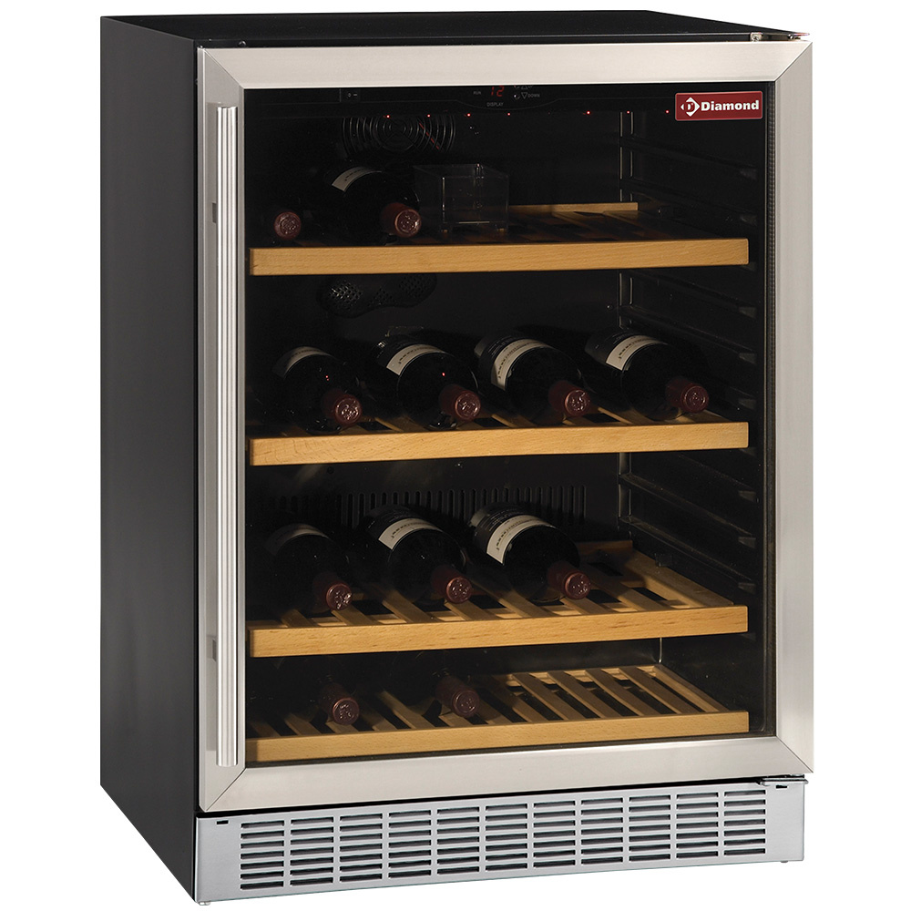 Armario para vinos, ventilada, puerta de  acero inoxidable, 160 Lt., BLACK