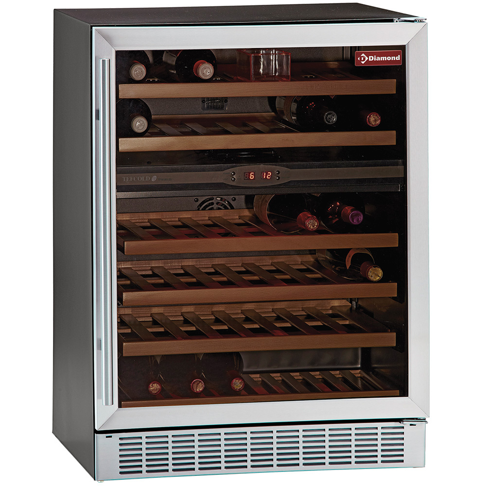 Armario para vinos, ventilada, puerta de  acero inoxidable, 160 Lt., BLACK, 2 T°  BLACK