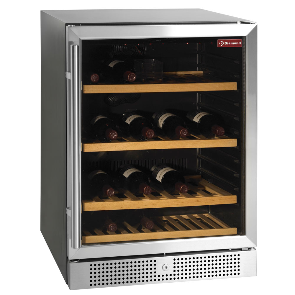 Armario para vinos, ventilada, puerta de  acero inoxidable, 160 Lt., BLACK