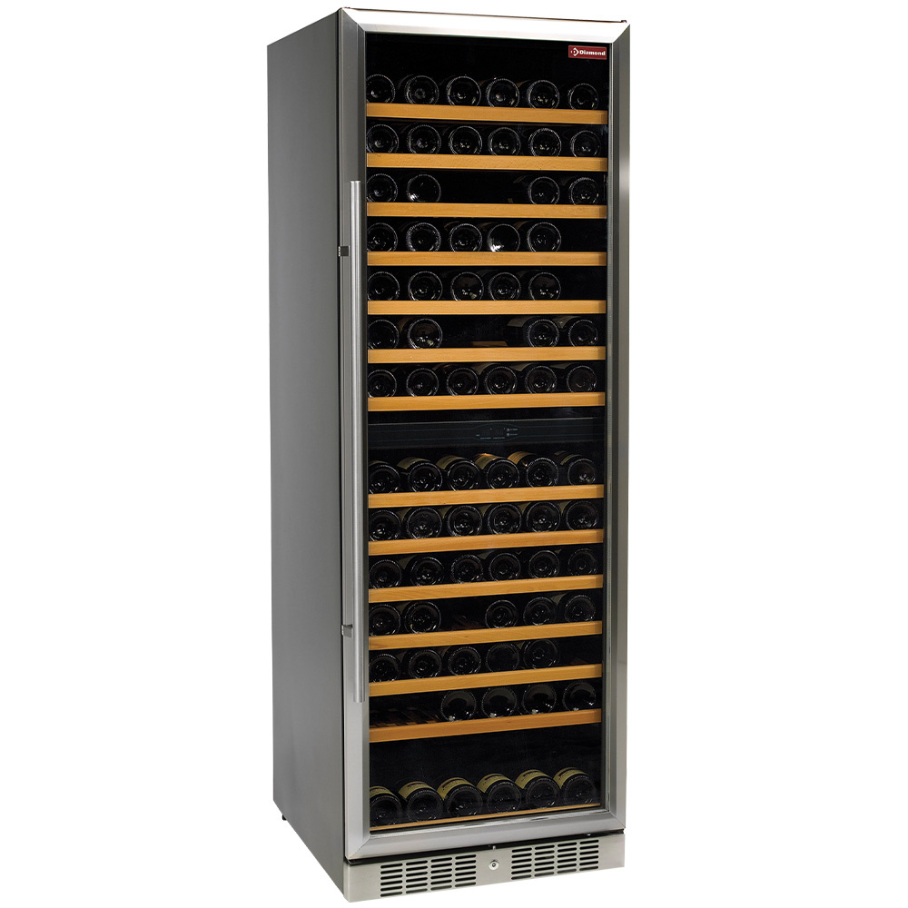 Armario para vinos, ventilada , 375 Lt., puerta de acero inoxidable, 2 T°  BLACK