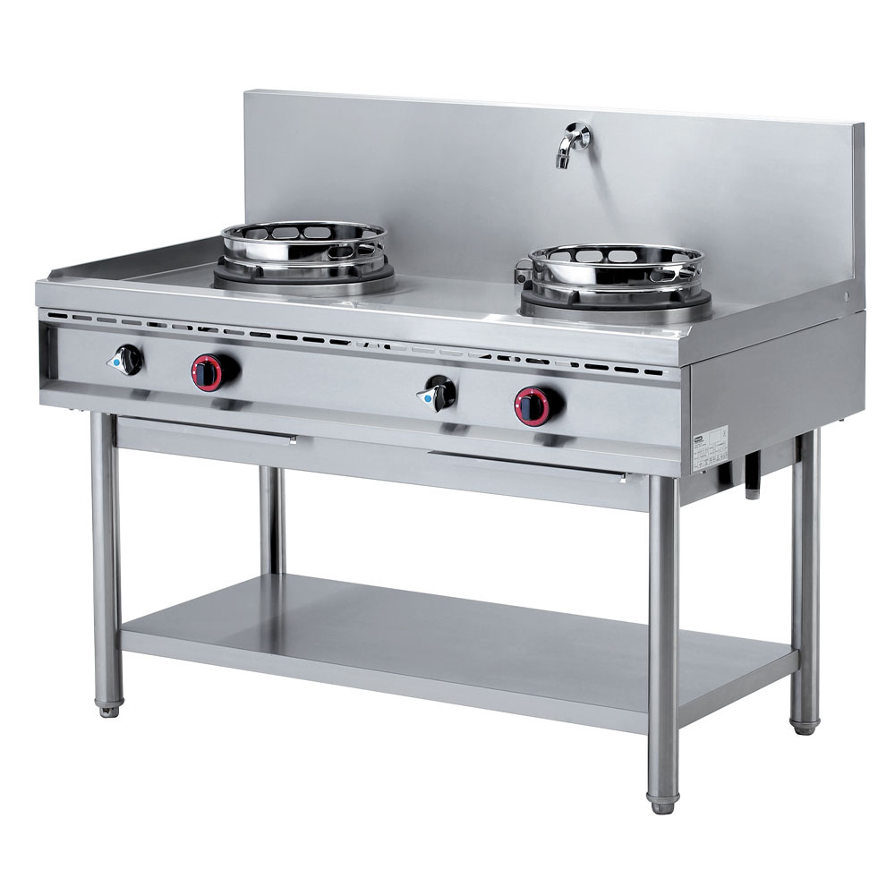 Horno wok a gas, 2 fuegos (2x 13 kW)