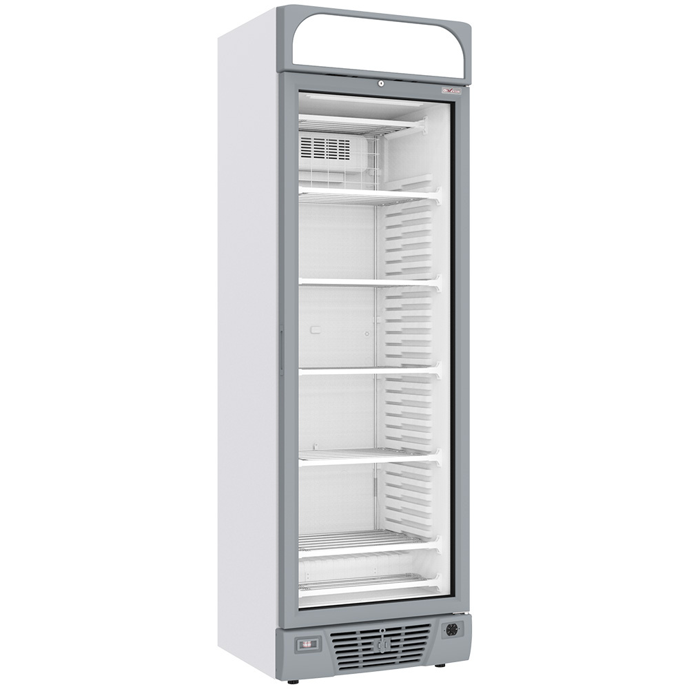 Vitrina ventilada negativa acristalada de 374 litros - 5 niveles fijos con caja de luz - BLANCA