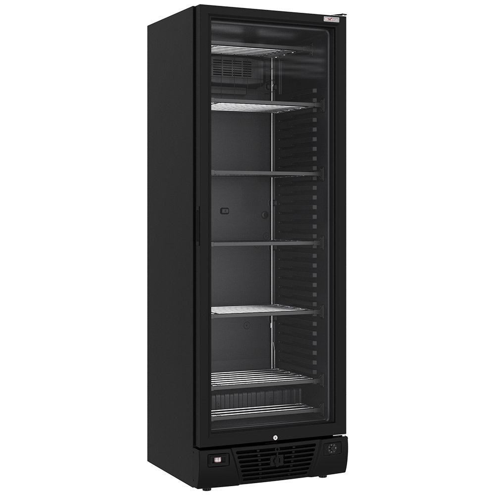 Vitrina ventilada negativa acristalada de 382 litros - 5 niveles fijos - NEGRO
