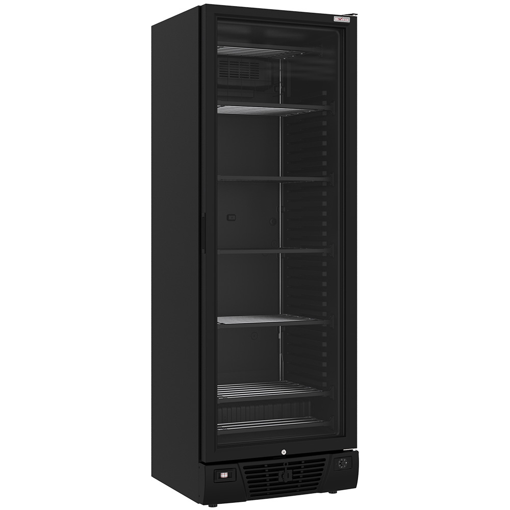 Vitrina ventilada negativa acristalada de 382 litros - 5 niveles fijos - NEGRO