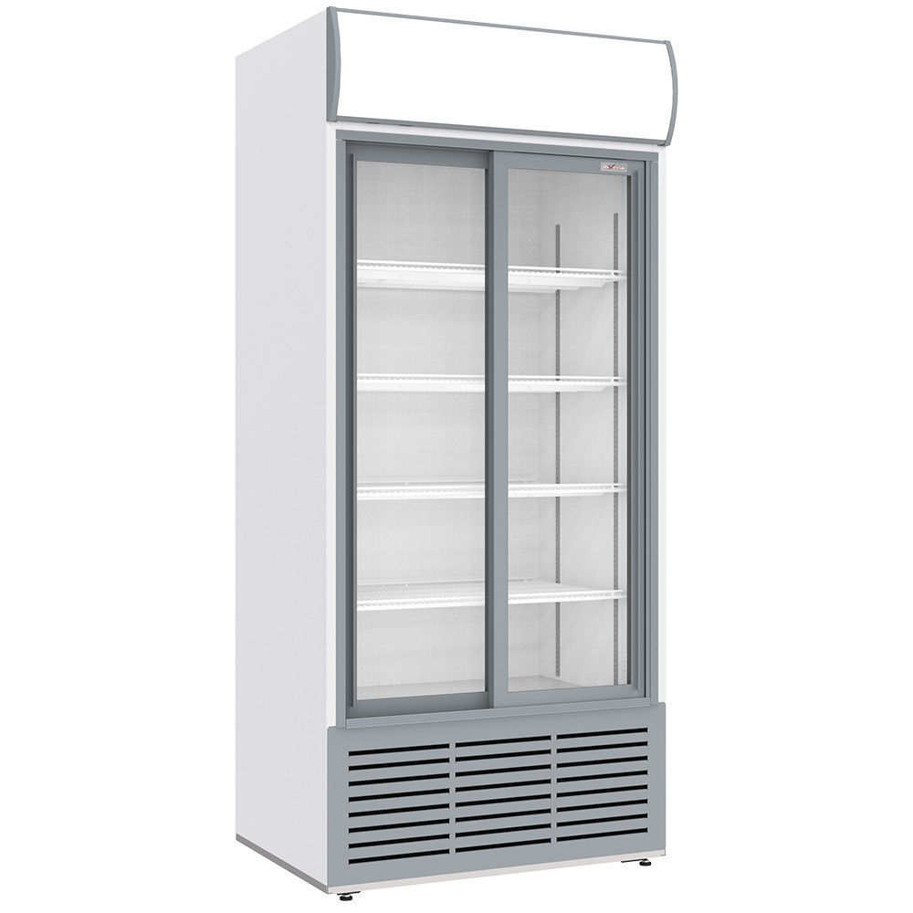 Vitrina positiva, ventilada, 783 litros, 2 puertas correderas, con caja iluminada, BLANCA