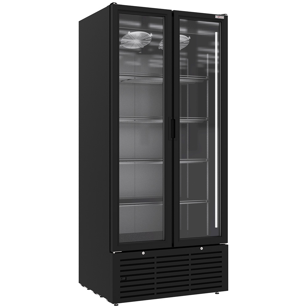 Vitrina positiva ventilada, 804 litros, 2 puertas batientes, NEGRO