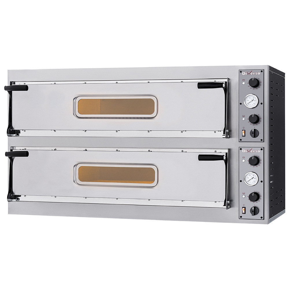 Horno eléctrico 2x 3 pizzas diam. 350mm, 2 cámaras