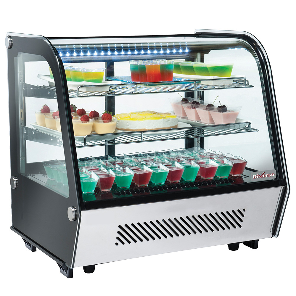 Vitrina refrigerada de sobremesa, 3 niveles, cristal curvado