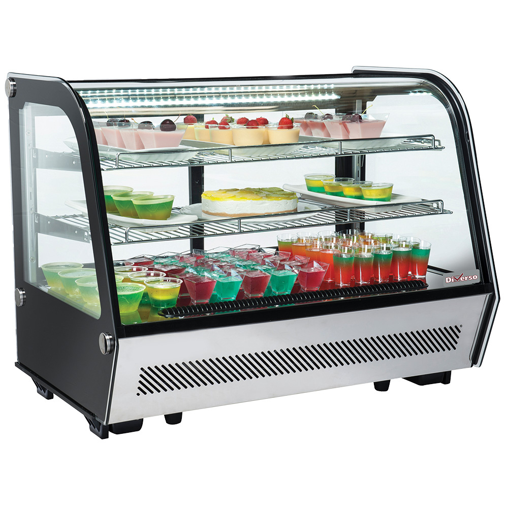 Vitrina refrigerada de sobremesa, 3 niveles, cristal curvado