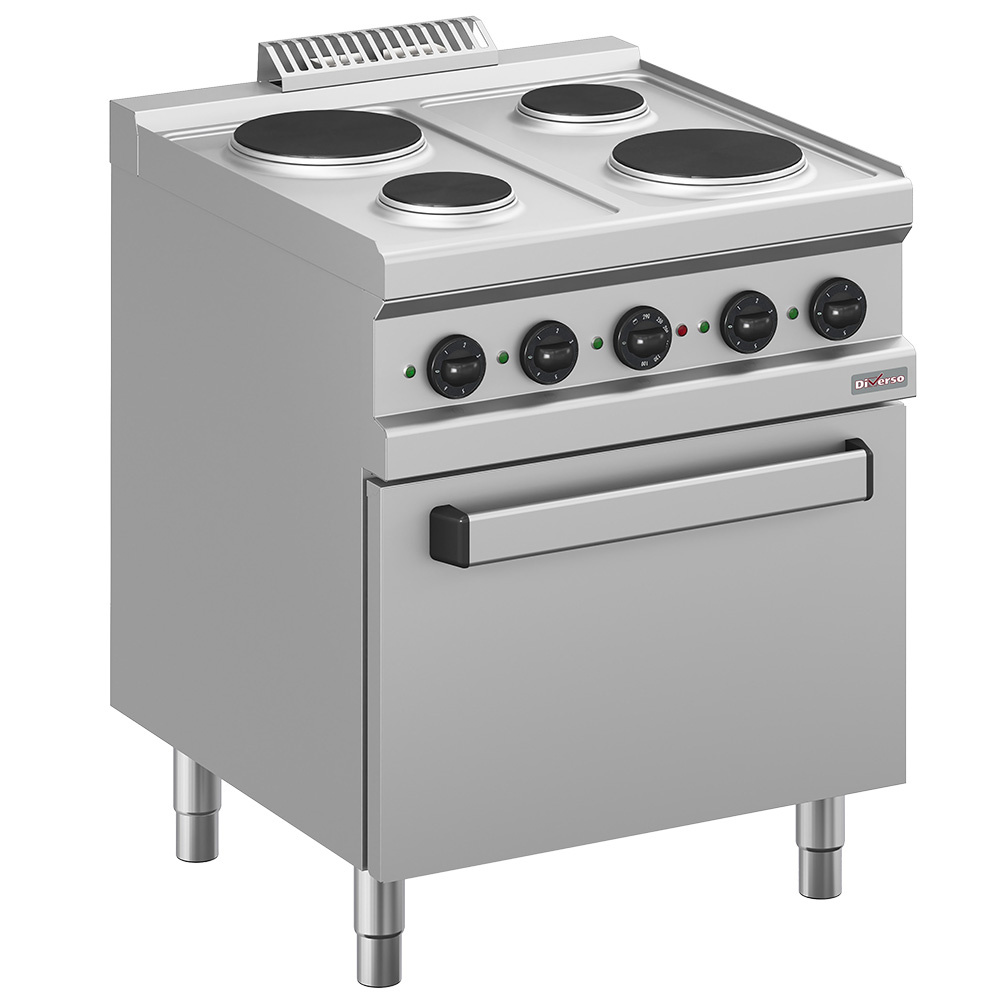 Estufa eléctrica 4 planchas, sobre horno eléctrico GN 2/1