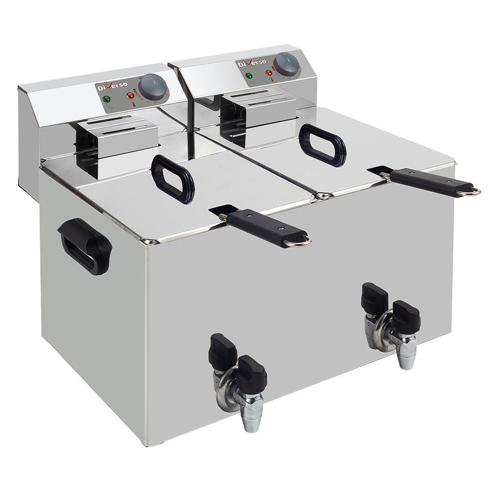 Freidora eléctrica de mesa 2x 8 litros + grifo