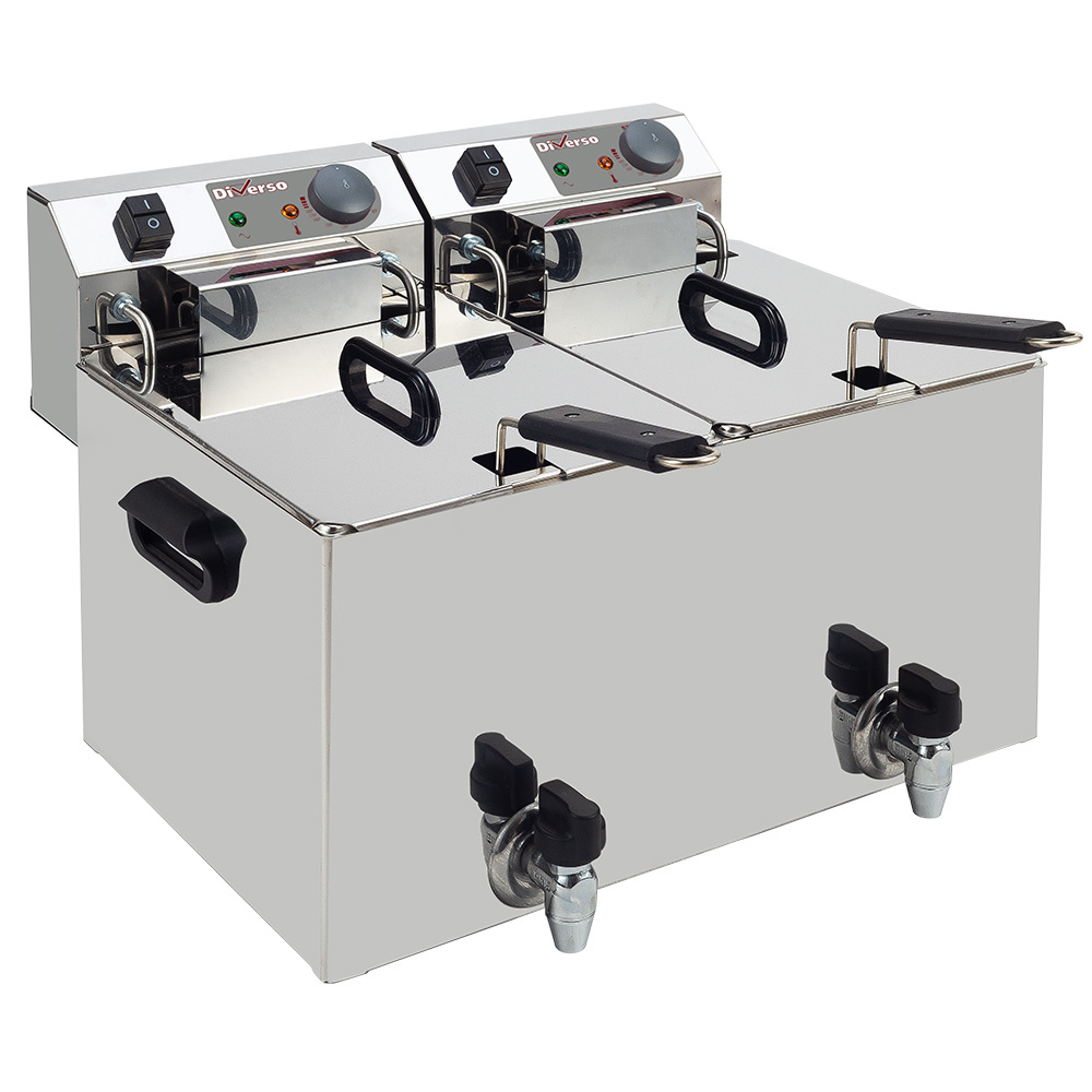 Freidora eléctrica de mesa 2x 10 litros + grifo