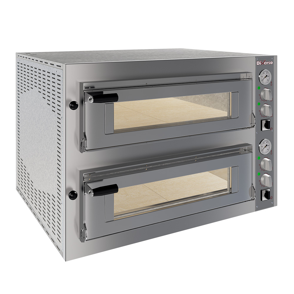 Horno eléctrico 2x 4 pizzas diam.350mm, 2 cámaras