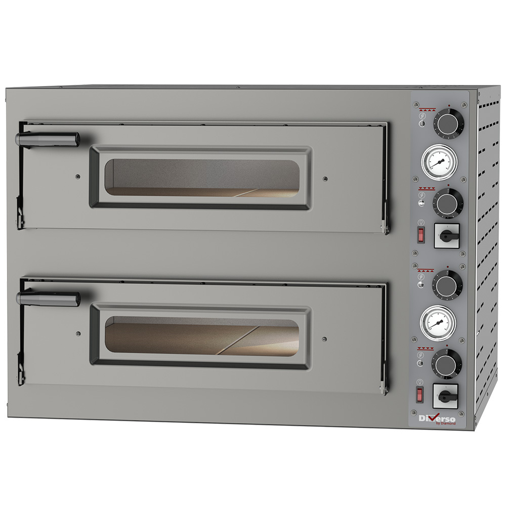 Horno eléctrico 2x 4 pizzas diam.330mm, 2 cámaras