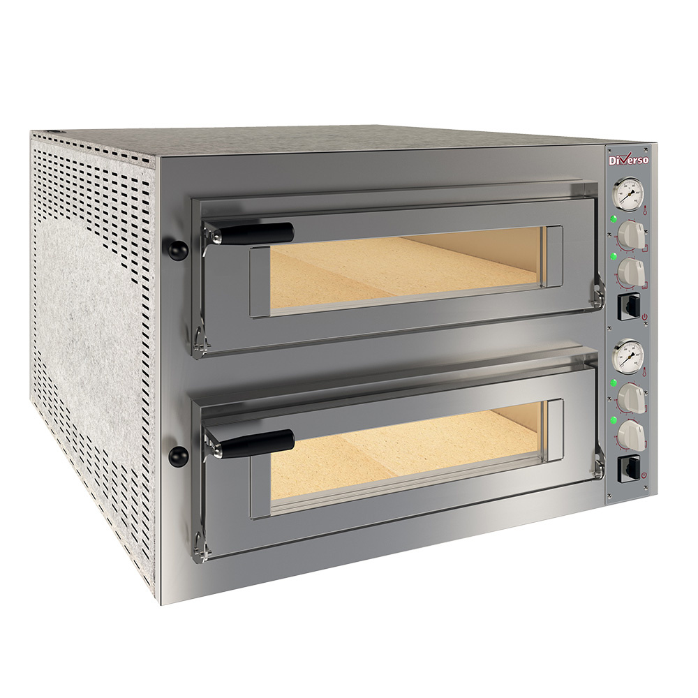 Horno eléctrico 2x 6 pizzas diam.350mm, 2 cámaras