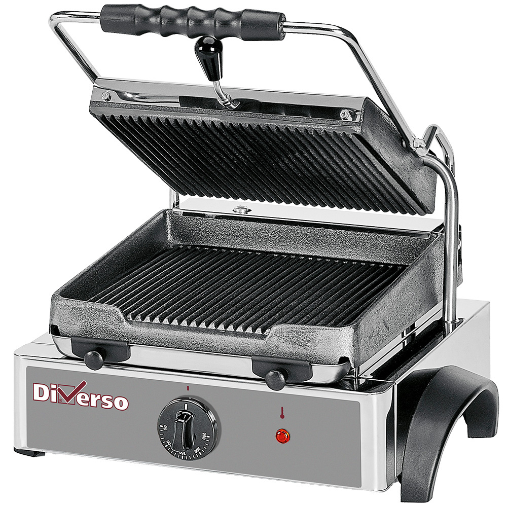 Grill panini eléctrico, placas acanaladas