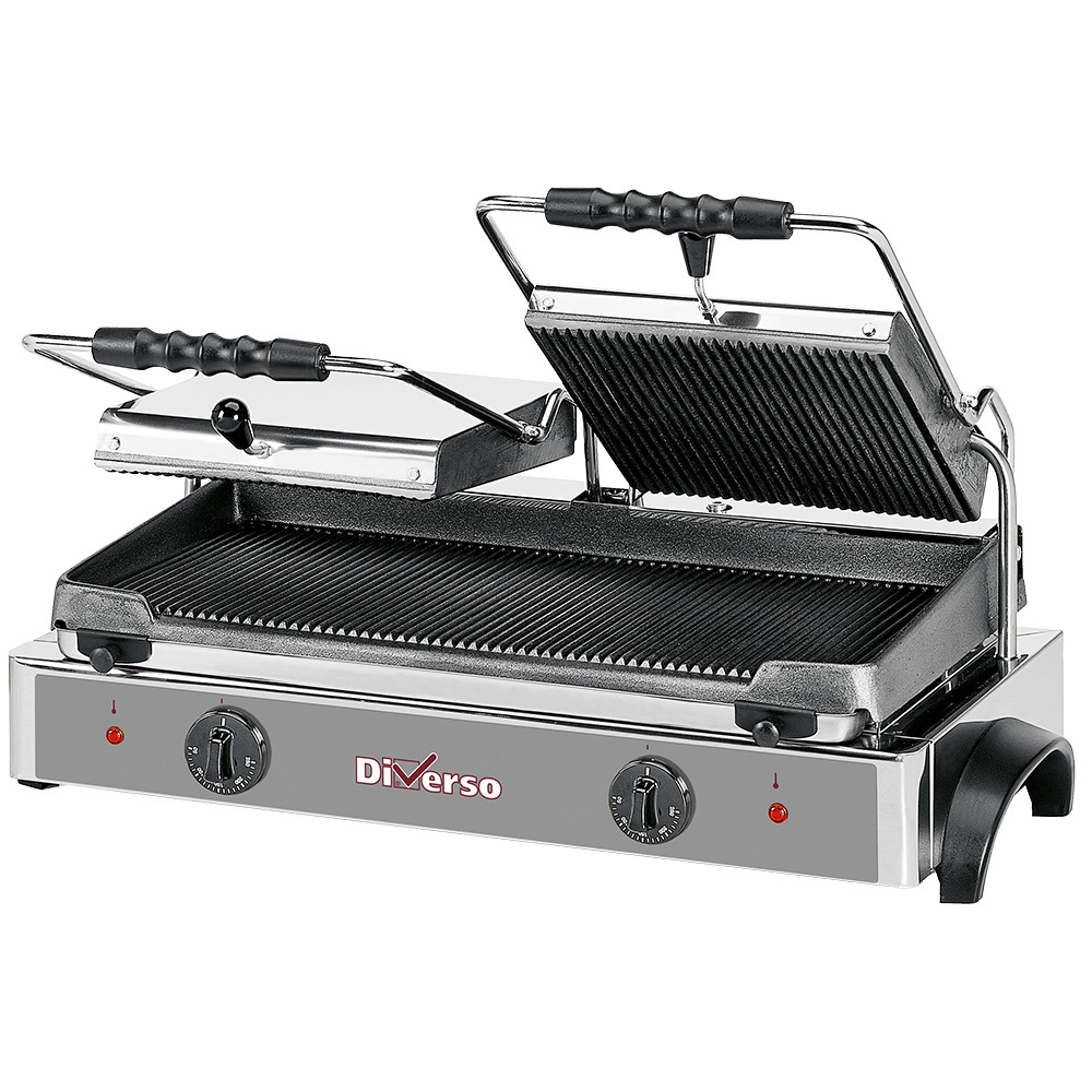 Grill panini eléctrico DOBLE, placas acanaladas