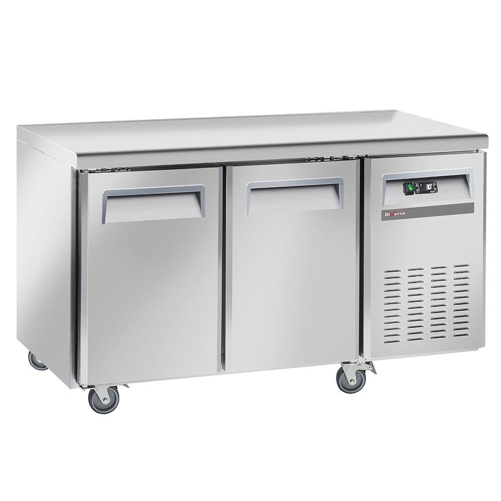 Mesa de congelación, ventilada, 2 puertas GN 1/1, sobre ruedas, 2 con frenos