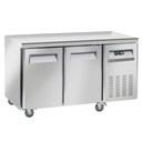 Mesa de congelación, ventilada, 2 puertas GN 1/1, sobre ruedas, 2 con frenos