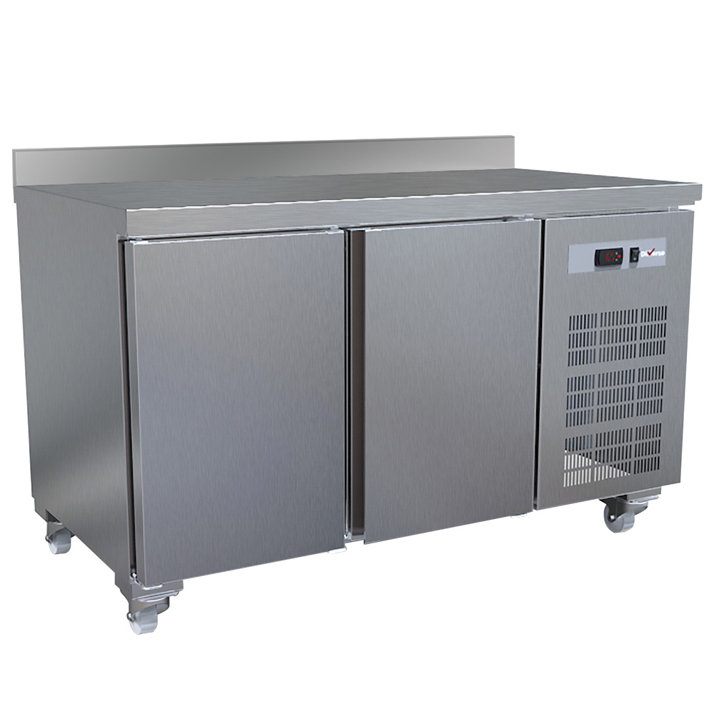 Mesa frigorífica y ventilada, 2 puertas GN 1/1 (260 Lit.), sobre ruedas