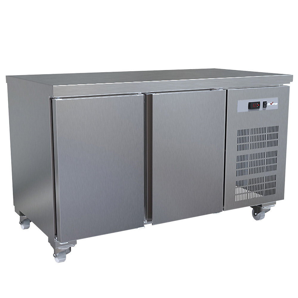 Mesa frigorífica y ventilada, 2 puertas GN 1/1 (260 Lit.), sobre ruedas