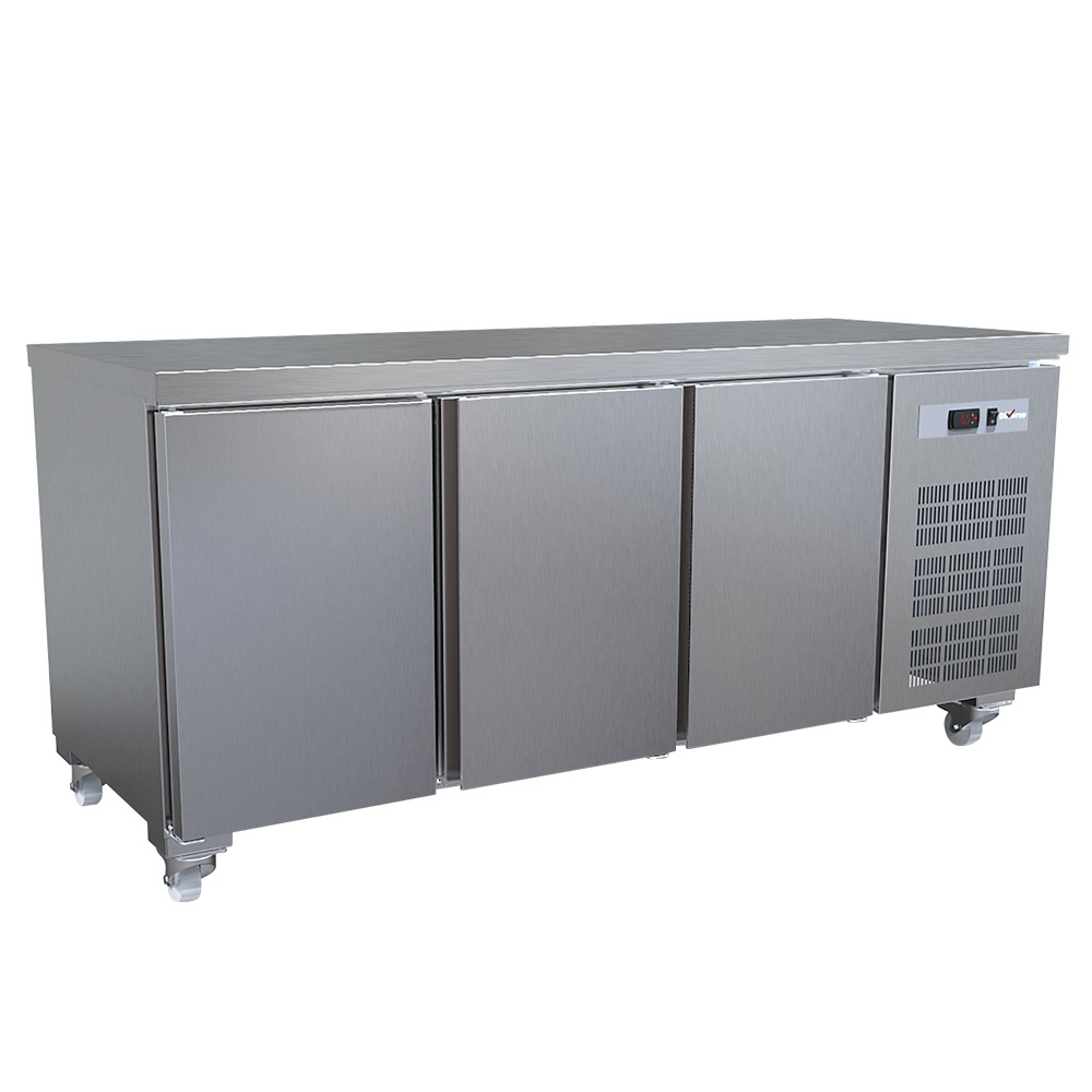 Mesa frigorífica y ventilada, 3 puertas GN 1/1 (405 Lit.), sobre ruedas